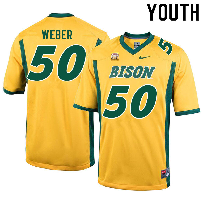 Youth #50 Brayden Weber North Dakota State Bison College Football Jerseys Sale-Yellow - Click Image to Close